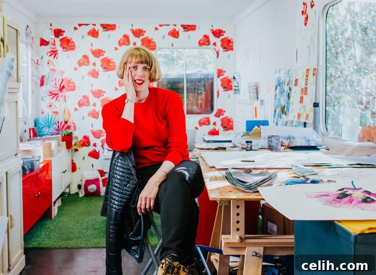 Independent glass designer Emma Britton in her studio