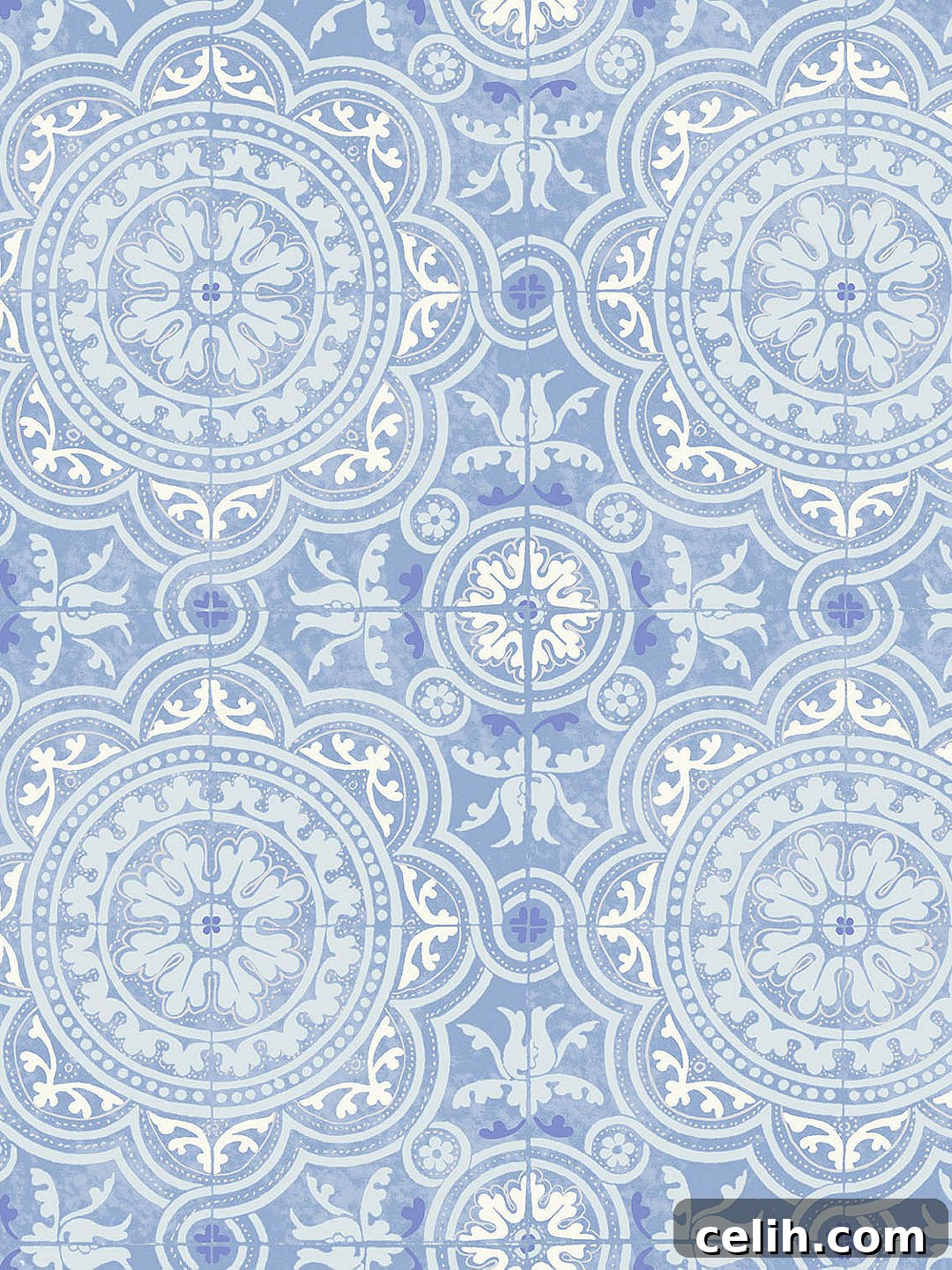 Create the look of traditional tiles on your walls with this blue and white Piccadilly design wallpaper