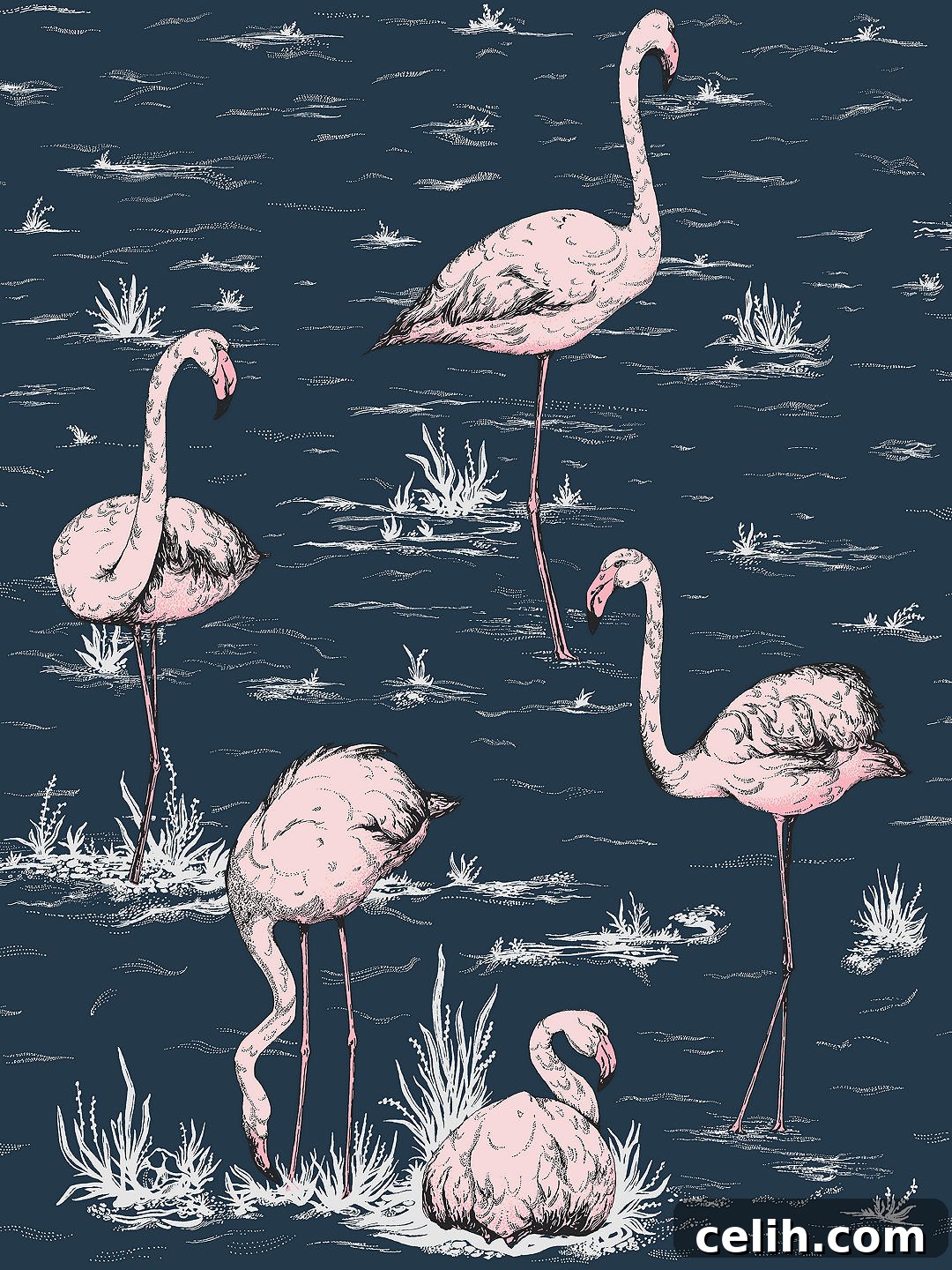 Who could resist this gorgeous flamingo design wallpaper?