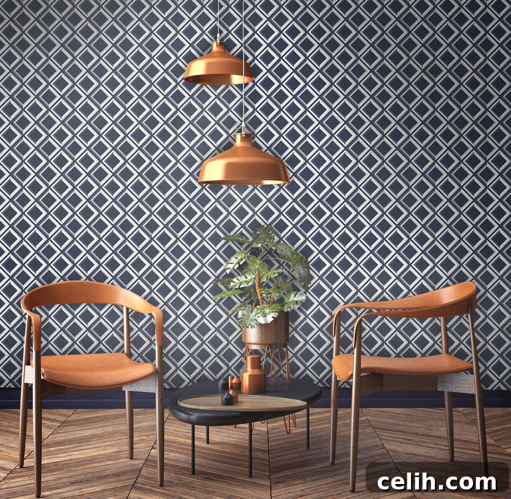 Surface Design geometric lattice 3d effect wallpaper printed in England