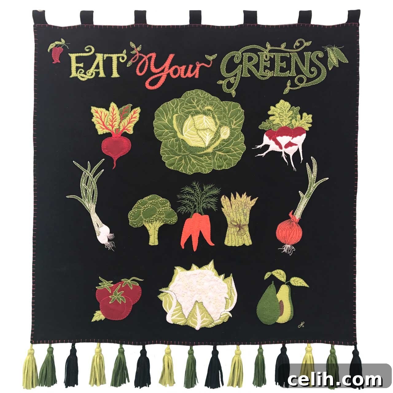 Stunning eat your greens wall hanging from the Jan Constantine vegetables collection
