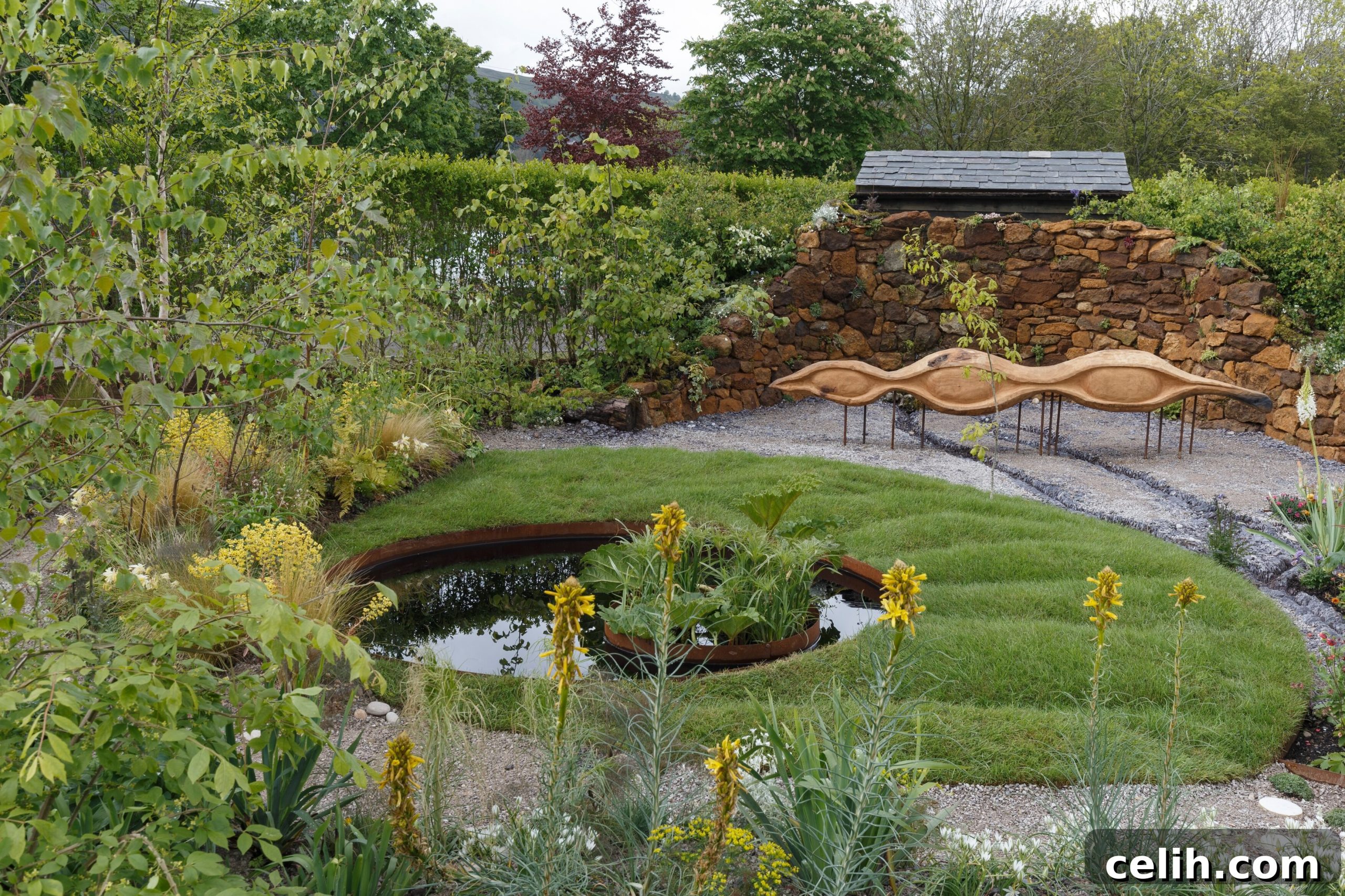 RHS Malvern Spring Festival 2019 Premier Show Gardens 5 The 'Grace & Dignity' show garden by Lucie Giselle Ponsford for Mimosa Design, celebrating older women gardeners at RHS Malvern Spring Festival 2019.