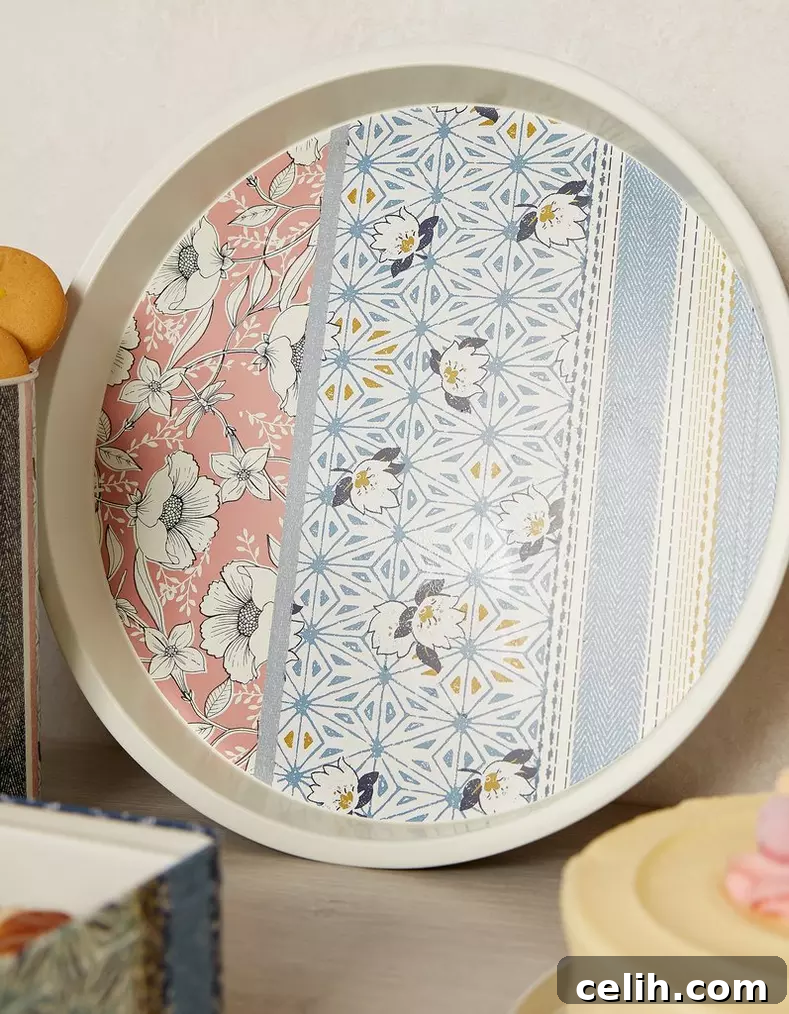 Fat Face Homeware: Must-Have Essentials for Autumn Winter 2019 5 Fat Face Deepwell Round Carry Tray, a pretty floral and stripe design for elegant serving of tea and coffee