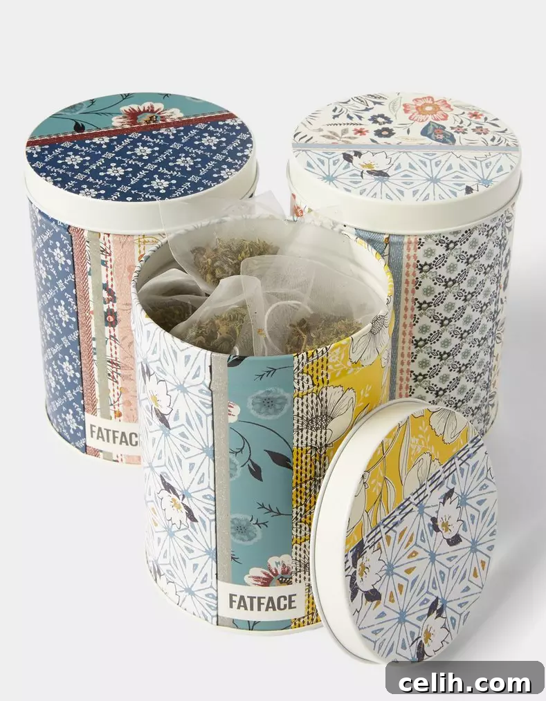 Fat Face Homeware: Must-Have Essentials for Autumn Winter 2019 6 Fat Face Set of Three Round Caddies, patterned storage tins with mismatched floral and geometric prints for kitchen organization