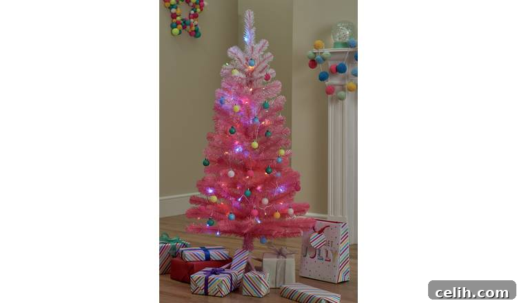 Stunning alternative Christmas trees in pink ombre effect