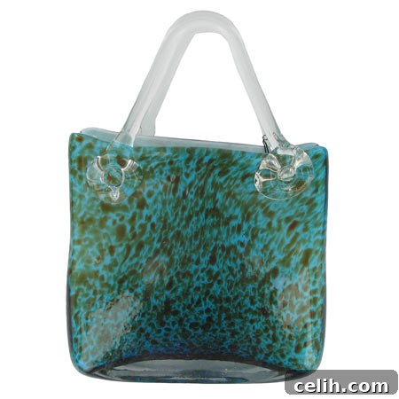 Vibrant Blue and Black Handbag Shaped Glass Vase for Modern Home Decor