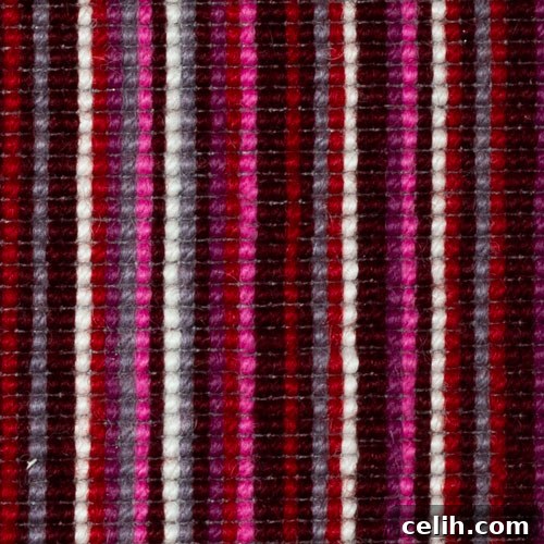 Splashes of purple in a striped carpet making a bold contemporary statement