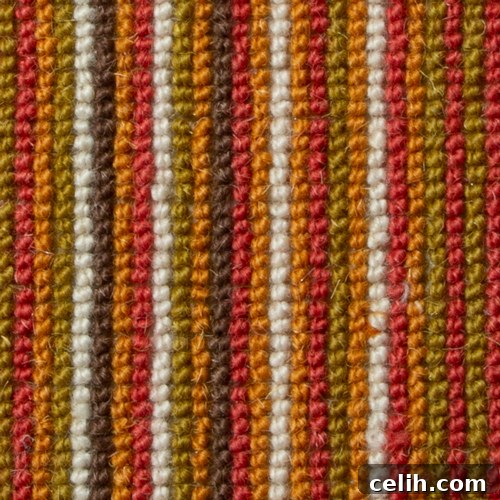 Warm umber orange stripe designer carpet for an inviting atmosphere