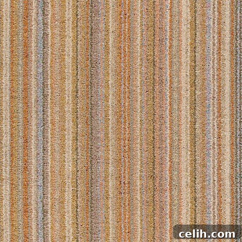 Elegant light sandalwood orange stripe carpet combining warmth and style