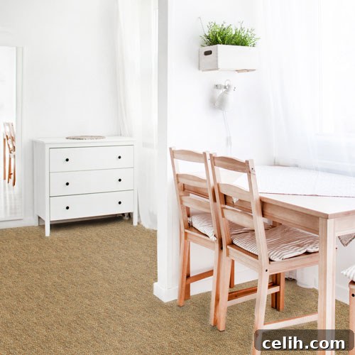 Durable sisal carpet in golden amber, perfect for high-traffic areas