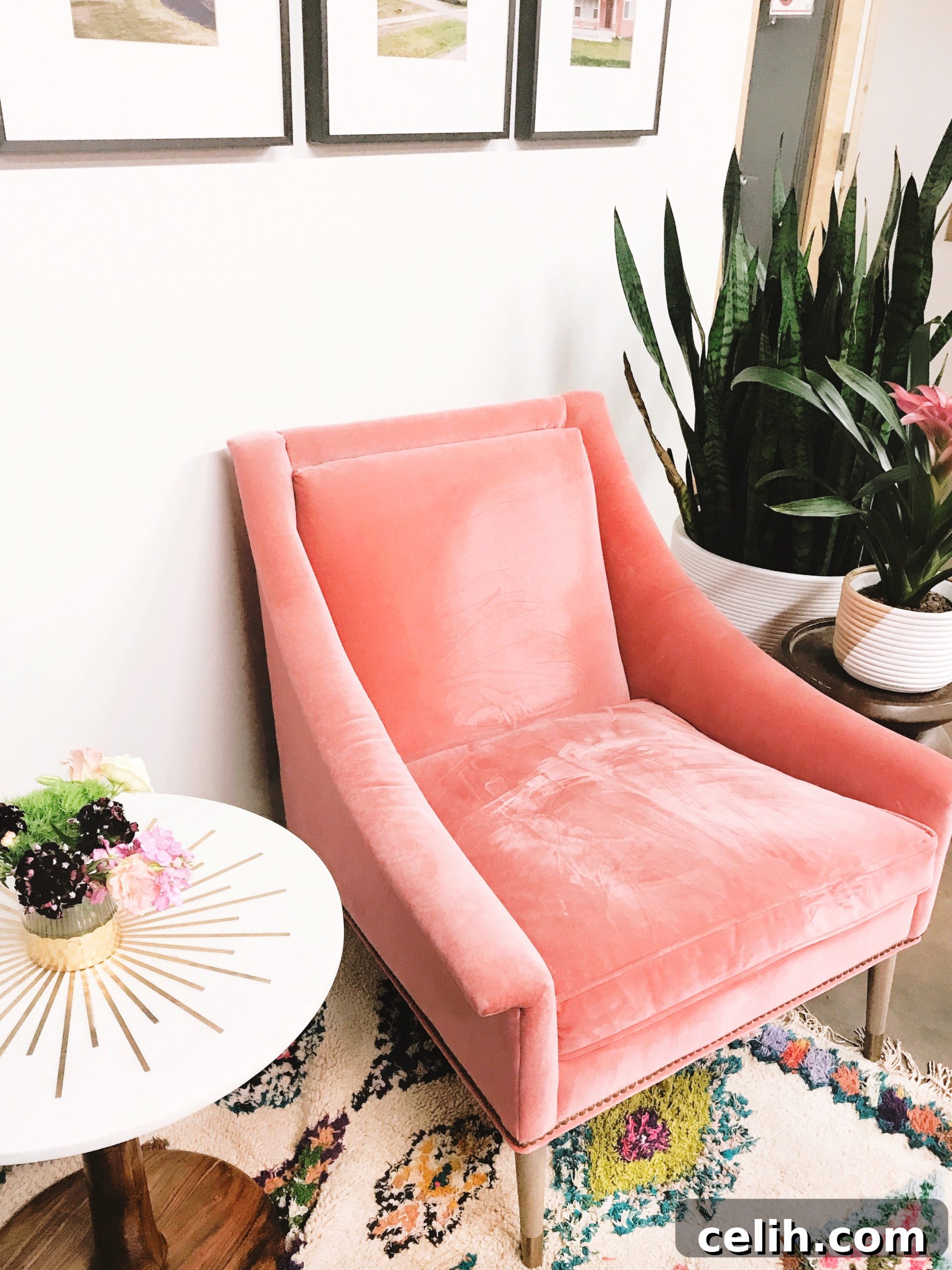 Gorgeous pink velvet contemporary chair
