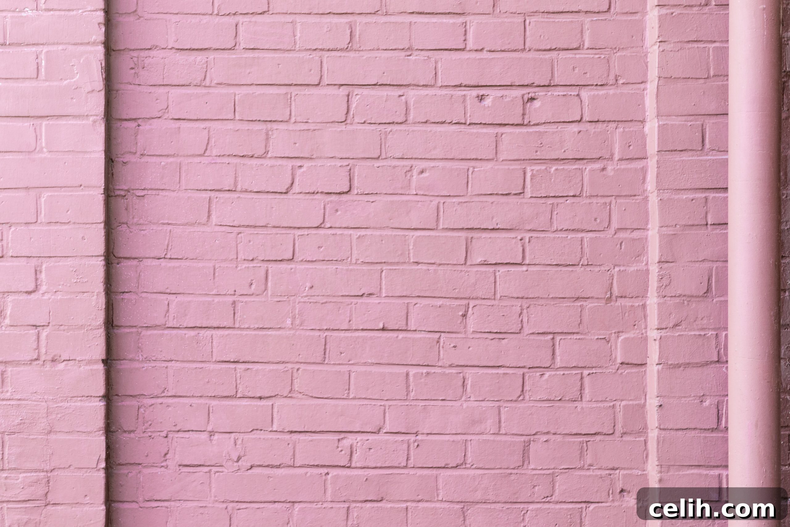 Interior brick wall painted in pink