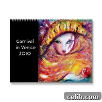 Carnival in Venice Watercolor Calendar by Bulgan Lumini