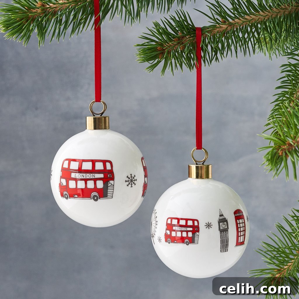 Christmas baubles and tree decorations with an iconic London theme from Victoria Eggs