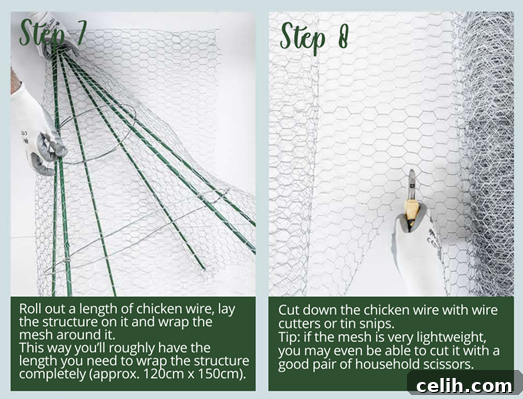 Attach chicken wire to the tree frame