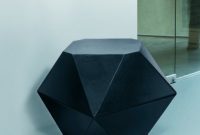 Sculptural Black Leather Stool