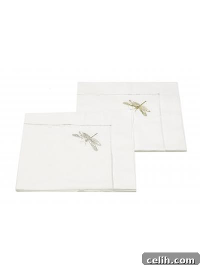 Nina Campbell Dragonfly Napkins Nina Campbell Dragonfly Embroidered Napkin for Sophisticated Table Settings