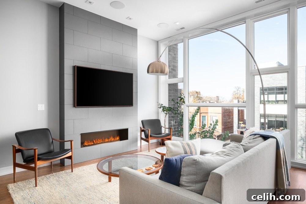 Modern flat TV hung on a wall with flat TV bracket types