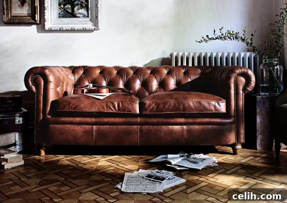 Classic Chesterfield leather sofa - the top sofa style trend in the UK