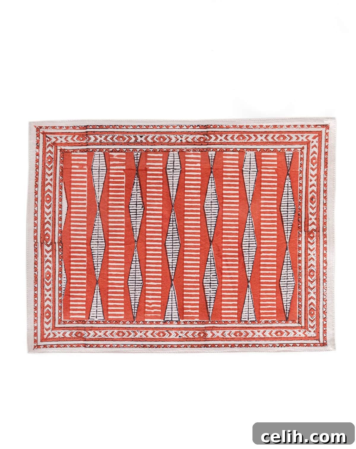Stunning hand block printed table linen from Rosie Dalia featuring the Kund terracotta table mat, adding a unique, artisanal touch to dining.