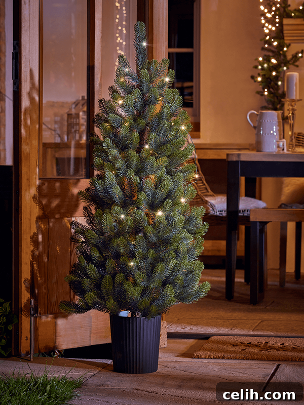 Deck the Halls for Less: Friday Christmas Decor Sale at Cox and Cox 6 Versatile pre-lit potted Christmas tree suitable for use indoors or outside, enhancing any entryway