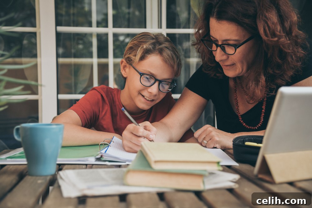 Parent helping child with their homework