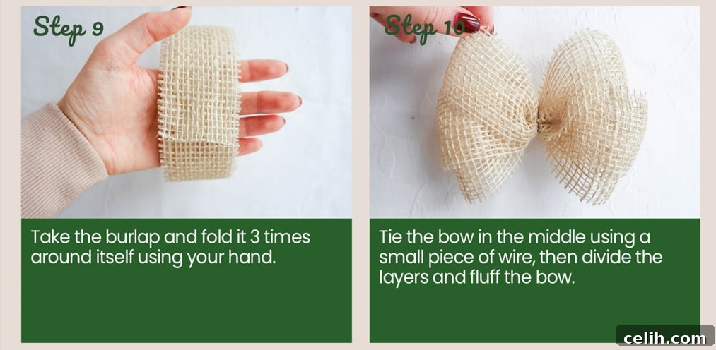 Create Your Own Charming Rope Christmas Wreath: Easy DIY Guide 7 Step-by-step tutorial for making a rope Christmas wreath decoration for your home, demonstrating layering of decorations.