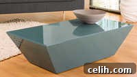 tapered-rectangular-coffee-table-2 Tapered rectangular teal coffee table