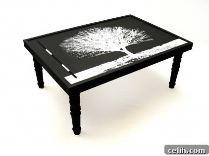 Chalkboard Coffee Table in a Living Room Setting