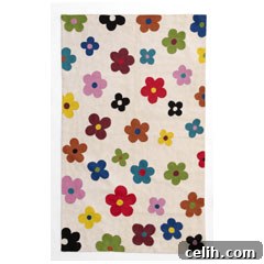 Flower Power Rug - Handstitched Wool