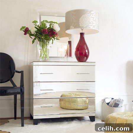 josephine-mirrored-chest-of-drawers Mirrored drawers