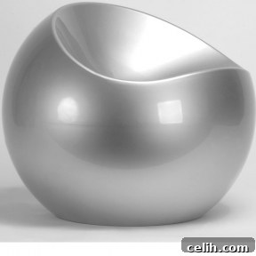 Sleek Silver Finn Stone Ball Chair, durable and stylish