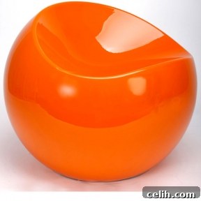 Vibrant Orange Finn Stone Ball Chair, perfect for indoor and outdoor spaces
