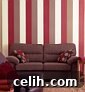 Vibrant bold stripe wallpaper in a red mix, adding dynamic visual interest to modern spaces.