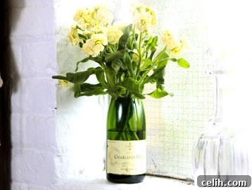 Elegant Green Recycled Champagne Bottle Vase Recycled Green Champagne Bottle Vase for Flowers