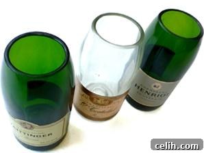 Clear Glass Upcycled Champagne Bottle Vase