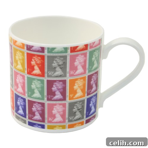 Multi-Stamp Denomination British Stamp Design Fine Bone China Mug