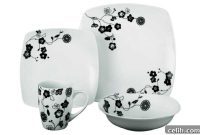 Oriental Midnight Blossom Porcelain Dinnerware