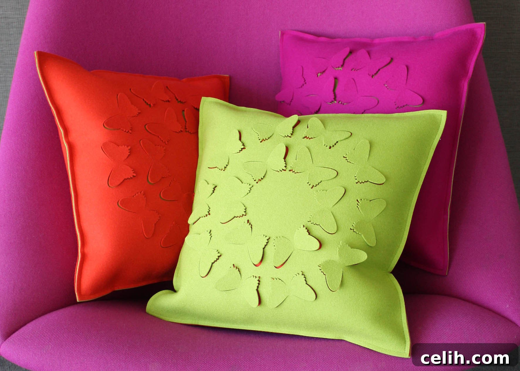 Selina Rose Flutterby Cushions - butterfly cutwork felt designs