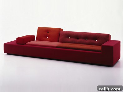 Modern Red Polder Sofa by Vitra