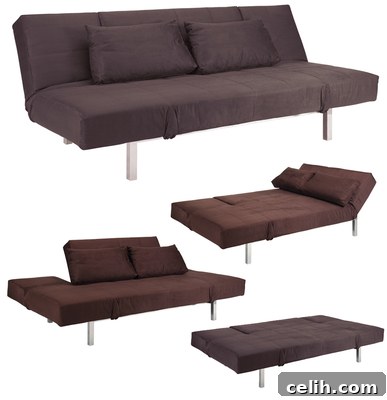 Multi-functional Sofa Bed in Chocolate Faux Suede