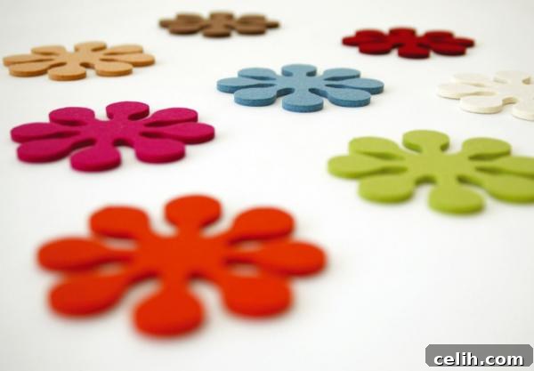 flowers-coasters Funky felt flower drink coasters