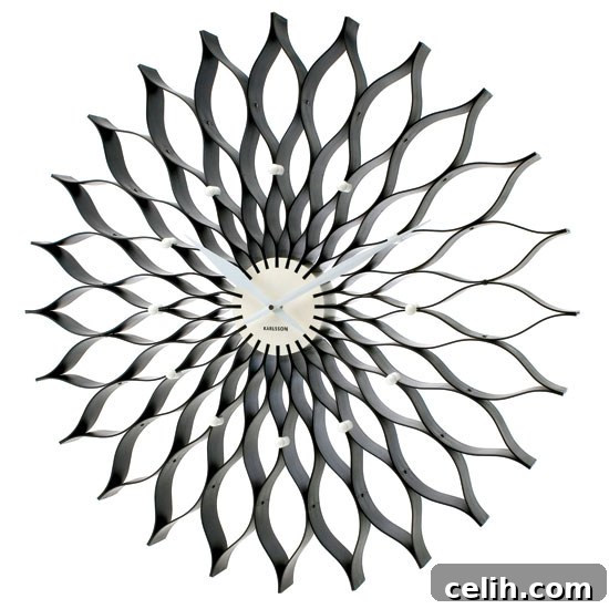 Karlsson Black Lotus Clock for Contemporary Homes Karlsson Black Lotus Clock - A stunning starburst design for modern interiors