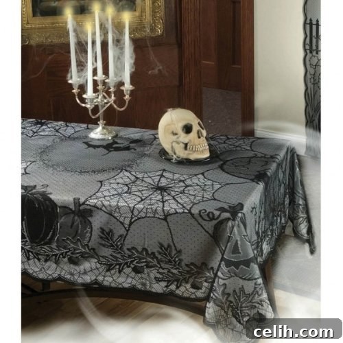 gothic-black-lace-tablecloth Stylish and tasteful Halloween tablecloth