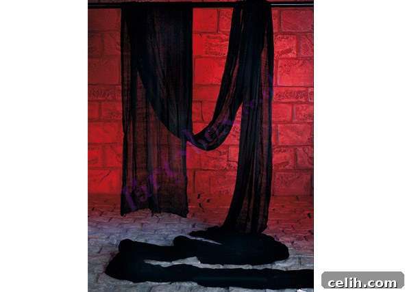 black-muslin-fabric-halloween Create your own gothic feel Halloween home interior decor