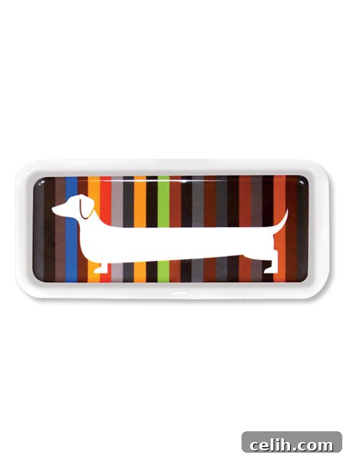 happy-hot-dog-tray Multicoloured dog themed designer tray from Hunkydory Home