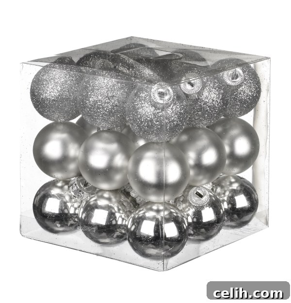 Bargain box of silver Christmas decorations