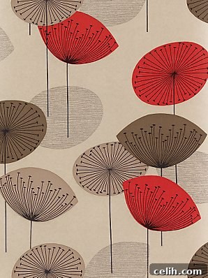 Red and brown sanderson dandelion clock wallpaper