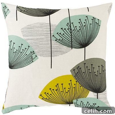 Aqua blue dandelion clock cushion