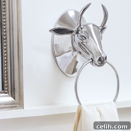 bull-towel-ring Contemporary aluminium bull towel ring with a modern design